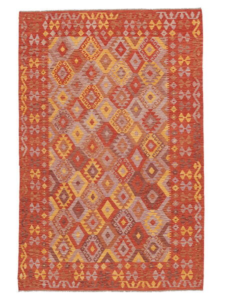  202X301 Kilim Afghan Old Style Rug Dark Red/Brown Afghanistan Carpetvista