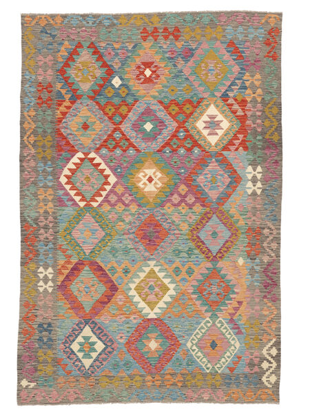  Ćilim Afghan Old Style Tepih 200X296 Vuneni Braon/Zelena Sag Carpetvista