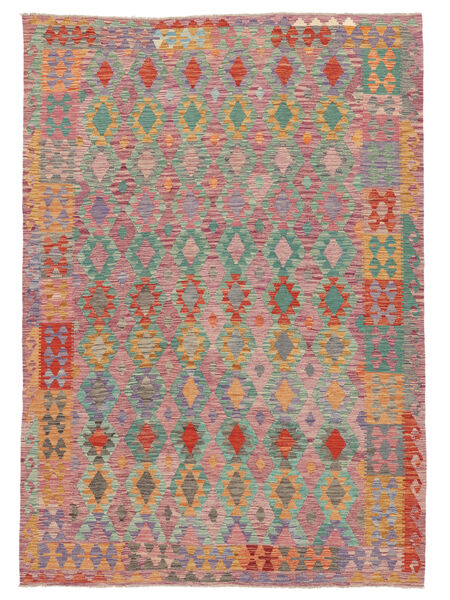  Kilim Afghan Old Style Rug 208X291 Brown/Red Carpetvista