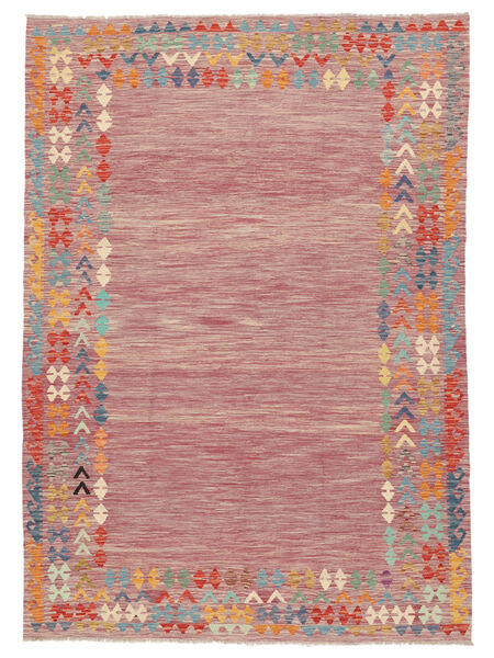  Orientalsk Kelim Afghan Old Style Teppe 207X291 Brun/Rød Ull, Afghanistan Carpetvista