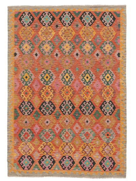  Kilim Afghan Old Style Rug 202X288 Brown/Orange Carpetvista