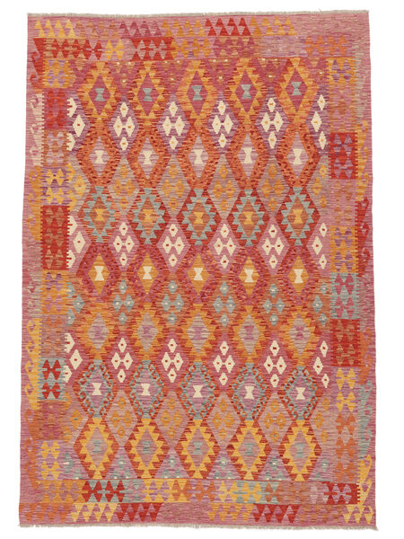  204X294 Chilim Afghan Old Style Covor Maro/Dark Red Afganistan
 Carpetvista