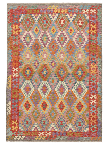  Ćilim Afghan Old Style Tepih 207X298 Vuneni Braon/Tamno Crvena Sag Carpetvista