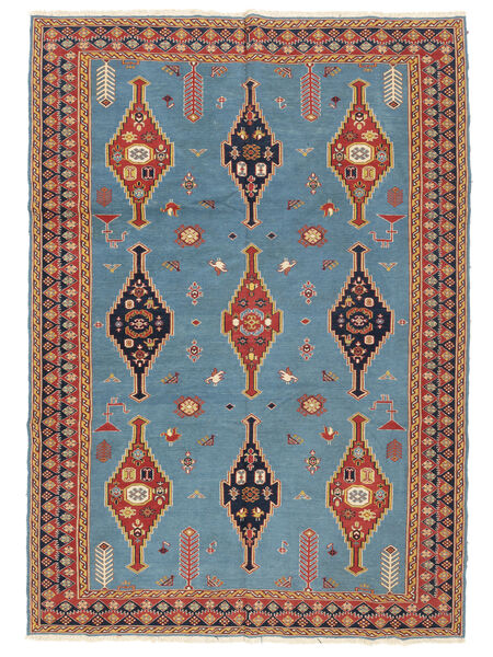  Kelim Suzani 167X234 Wollteppich Dunkelblau/Braun Carpetvista