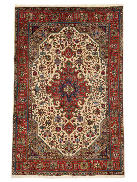 Tabriz Matta 200X302 Mörkröd/Brun Ull, Persien/Iran Carpetvista