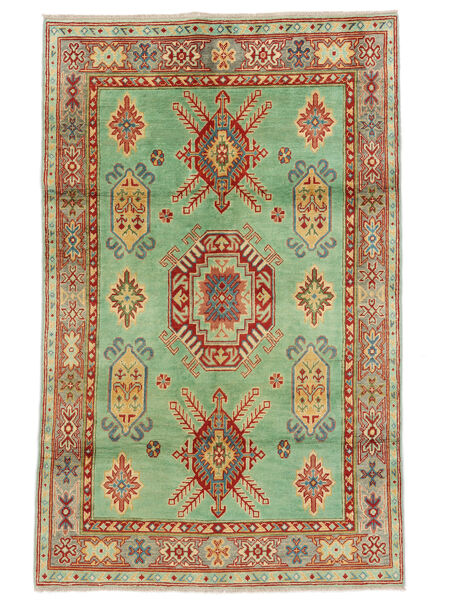  Kazak Fine Tapete 120X191 Lã Verde/Vermelho Escuro Pequeno Carpetvista