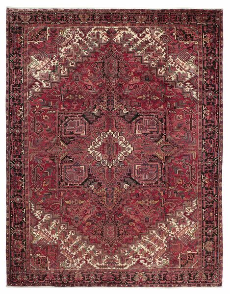 297X385 Alfombra Oriental Heriz Rojo Oscuro/Negro Grande (Lana, Persia/Irán)