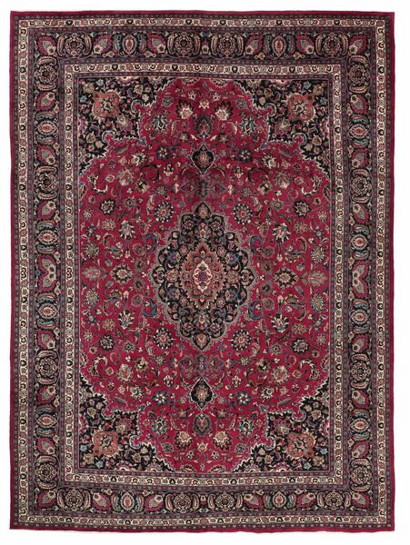 Maschad Teppich 290X400 Schwarz/Dunkelrot Großer Wolle, Persien/Iran