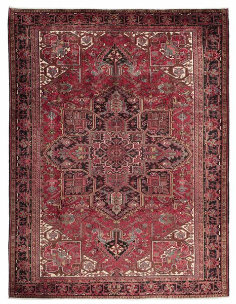 297X375 Heriz Rug Oriental Dark Red/Black Large (Wool, Persia/Iran)