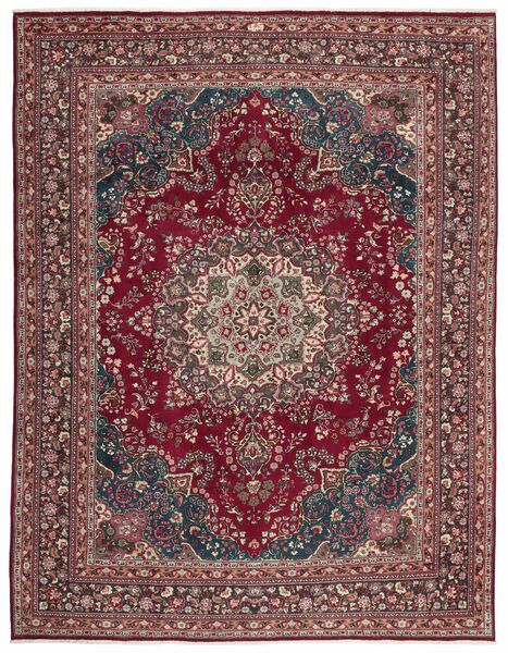 Tapete Oriental Mashad 297X387 Vermelho Escuro/Preto Grande (Lã, Pérsia/Irão)