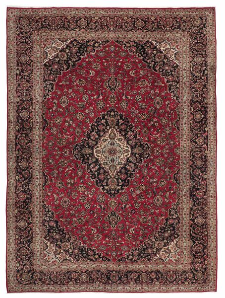 Alfombra Persa Keshan 300X402 Rojo Oscuro/Negro Grande (Lana, Persia/Irán)