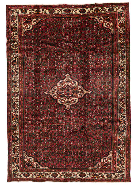  Oosters Hosseinabad Vloerkleed 217X310 Zwart/Donkerrood Wol, Perzië/Iran Carpetvista