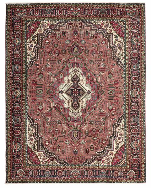 Täbriz Teppich 289X372 Dunkelrot/Schwarz Großer Wolle, Persien/Iran