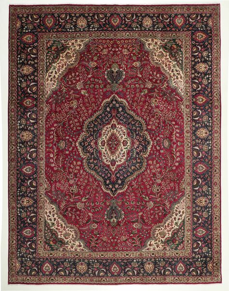 302X395 Tabriz Matta Orientalisk Svart/Brun Stor (Ull, Persien/Iran)