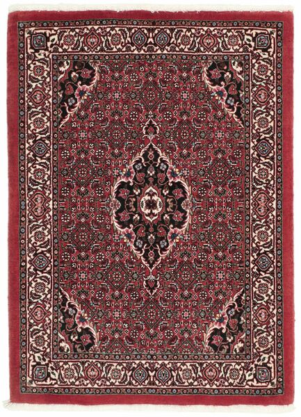  Persan Bidjar Cu Mătase Covor 75X105 Negru/Dark Red