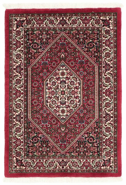  Bidjar Cu Mătase Covor 60X90 Persan Lână Dark Red/Negru Mic