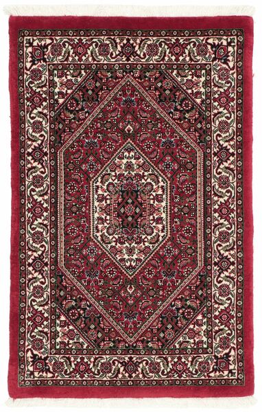 60X100 Alfombra Oriental Bidjar Con De Seda Negro/Rojo Oscuro (Lana, Persia/Irán)