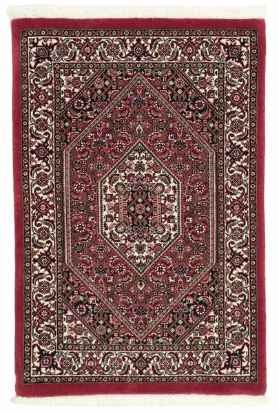 60X90 Alfombra Bidjar Con De Seda Oriental Negro/Rojo Oscuro (Lana, Persia/Irán)