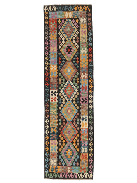  Kilim Afghan Old Style Rug 80X287 Wool Black/Brown Small Carpetvista