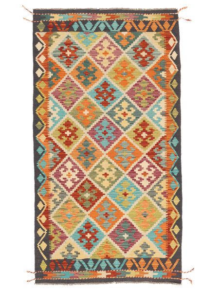 Kilim Afghan Old Style Rug 106X196 Orange/Black Wool, Afghanistan Carpetvista