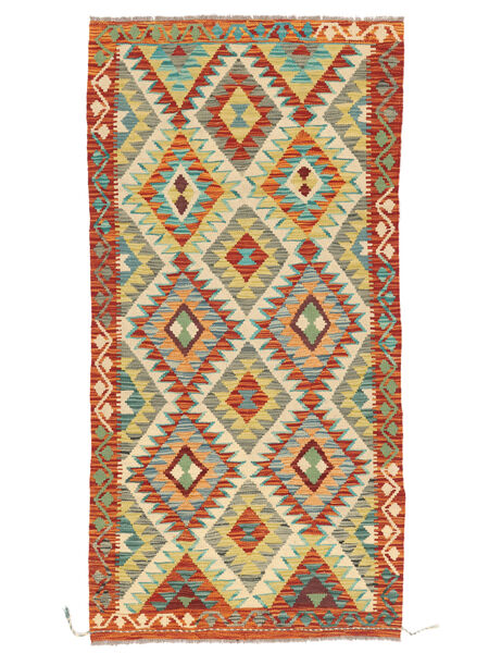  Oriental Kilim Afghan Old Style Rug 97X195 Dark Red/Green Wool, Afghanistan Carpetvista