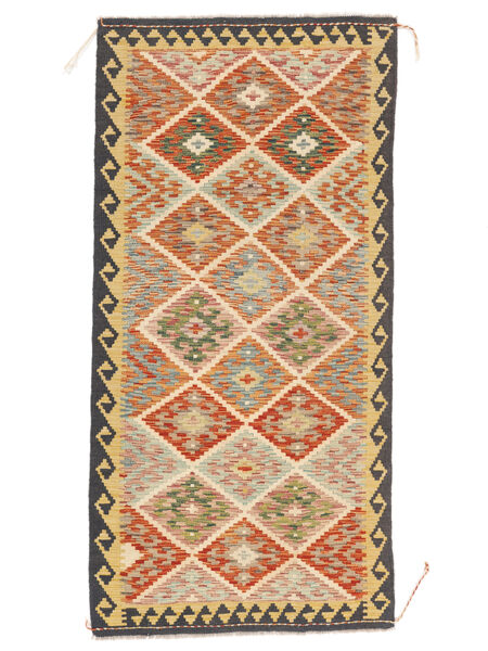  Oriental Kilim Afghan Old Style Rug 95X196 Runner
 Brown/Black Wool, Afghanistan Carpetvista