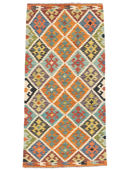 93X188 Kilim Afghan Old Style Rug Oriental Runner
 Orange/Green (Wool, Afghanistan) Carpetvista