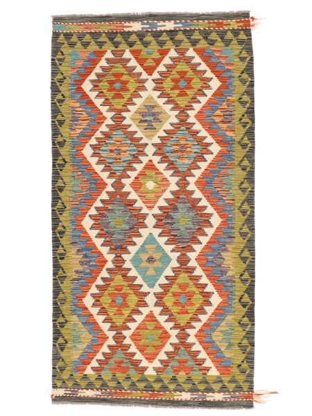  Oriental Kilim Afghan Old Style Rug 102X198 Brown/Dark Yellow Wool, Afghanistan Carpetvista