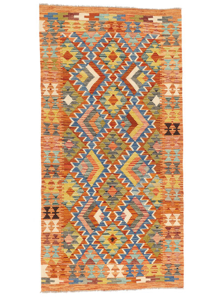  Kilim Afghan Old Style Rug 100X198 Wool Brown/Orange Small Carpetvista