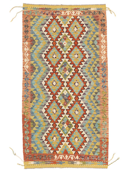  Kilim Afghan Old Style Rug 102X195 Wool Green/Orange Small Carpetvista