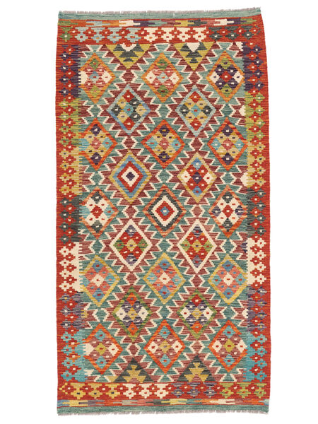  Oriental Kilim Afghan Old Style Rug 103X193 Dark Red/Green Wool, Afghanistan Carpetvista