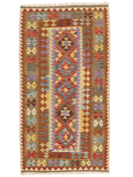  Kilim Afghan Old Style Rug 98X186 Brown/Dark Red Carpetvista