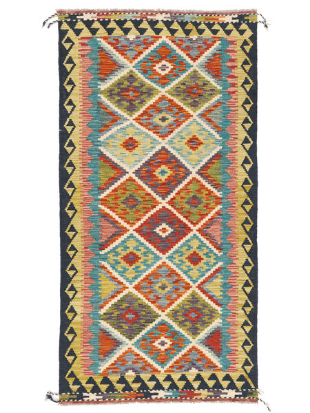  Oriental Kilim Afghan Old Style Rug 99X197 Orange/Black Wool, Afghanistan Carpetvista