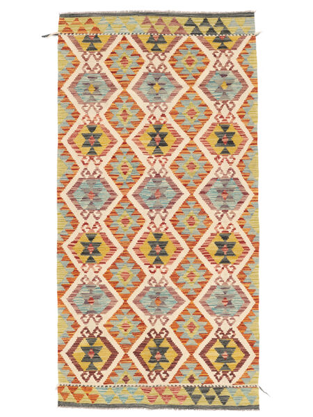  97X193 Kilim Afghan Old Style Rug Orange/Green Afghanistan Carpetvista