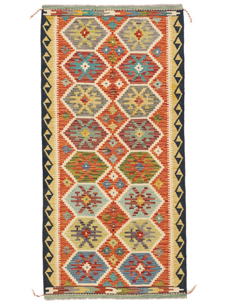  Kilim Afghan Old Style Rug 99X205 Orange/Black Carpetvista