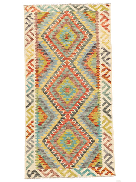 98X192 Kilim Afghan Old Style Rug Oriental Orange/Green (Wool, Afghanistan) Carpetvista