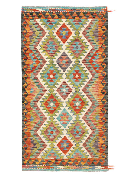  Oriental Kilim Afghan Old Style Rug 103X201 Orange/Green Wool, Afghanistan Carpetvista