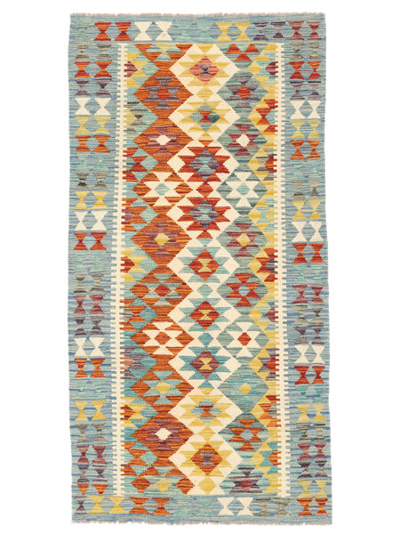  Kilim Afghan Old Style Rug 99X193 Wool Grey/Orange Small Carpetvista