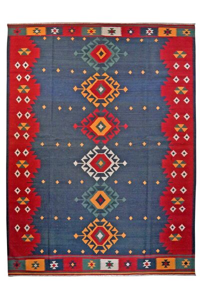 Χαλι Περσικό Kilim Qashqai 307X400 Σκούρο Μπλε/Σκούρο Κόκκινο Μεγαλα ( Περσικά/Ιρανικά)