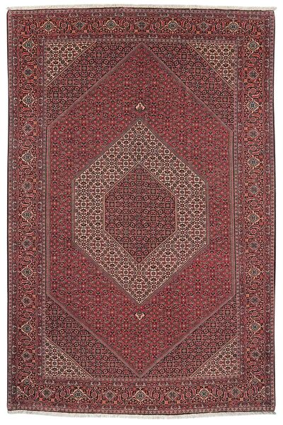  Bidjar With Silk Rug 202X303 Persian Wool Dark Red/Black