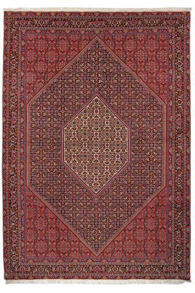  Bidjar With Silk Rug 208X298 Persian Wool Dark Red/Black