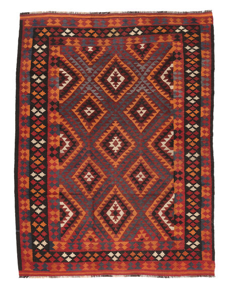 Kilim Maimane Rug 202X261 Dark Red/Black Wool, Afghanistan Carpetvista