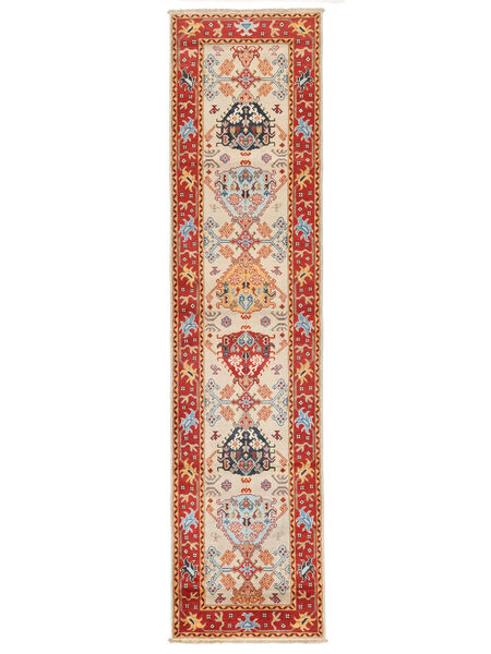  Kazak Fine Rug 85X349 Dark Red/Beige Carpetvista