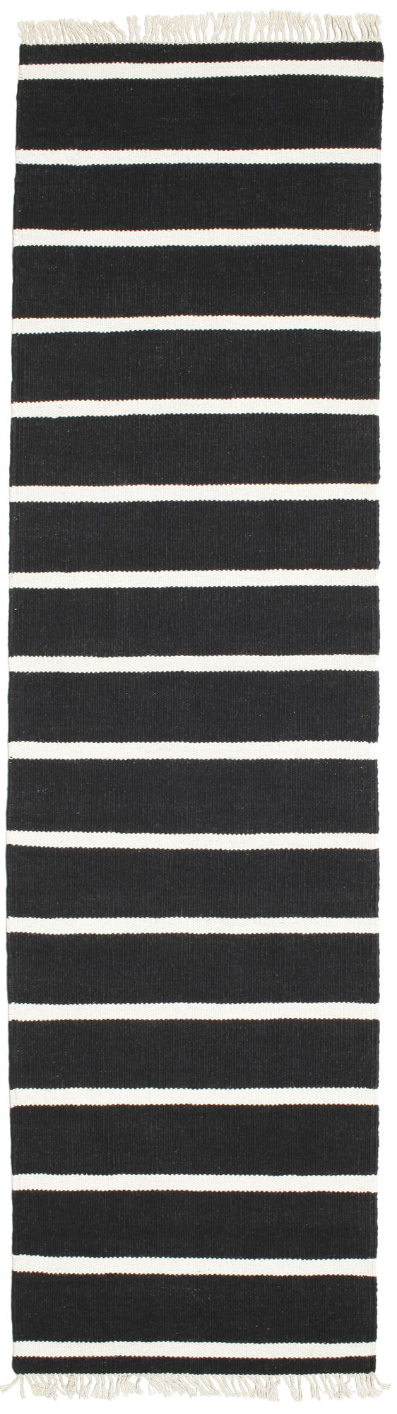 Schwarz Weiß, - Rugvista Dorri cm 80 Stripe Wollteppich - 300 / x Läufer