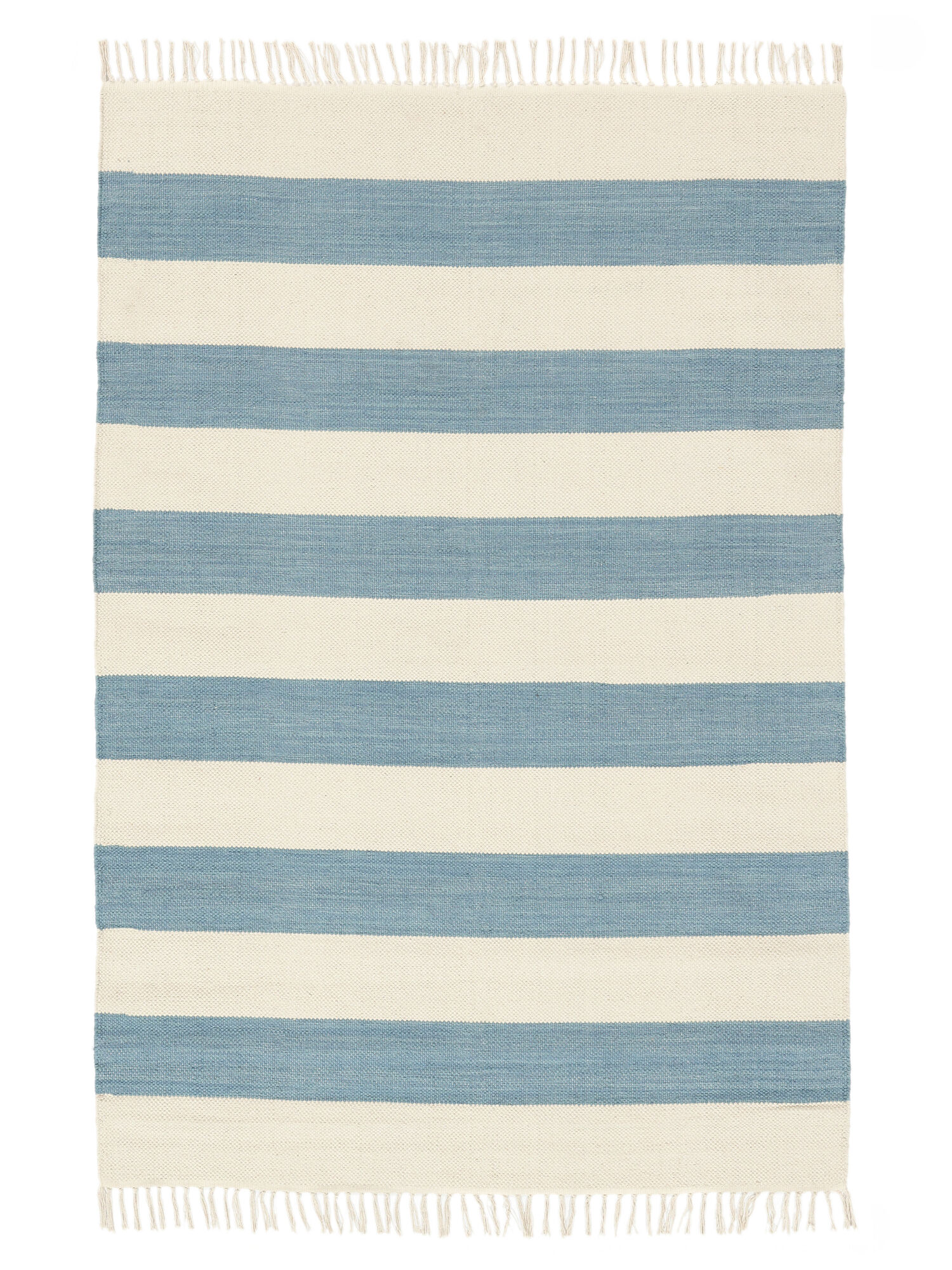 bomull stripe Matta - Ljusblå 140x200