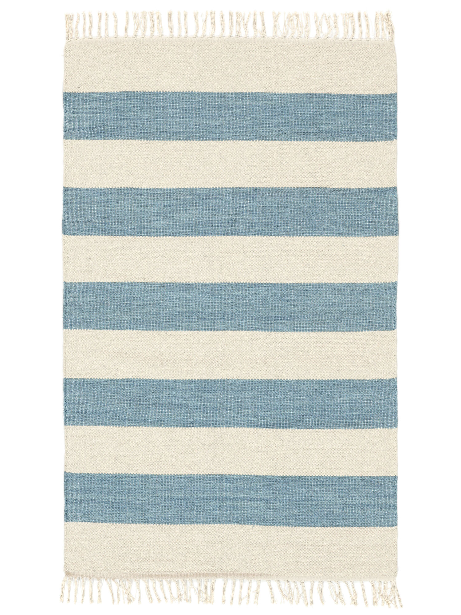 bomull stripe Matta - Ljusblå 100x160