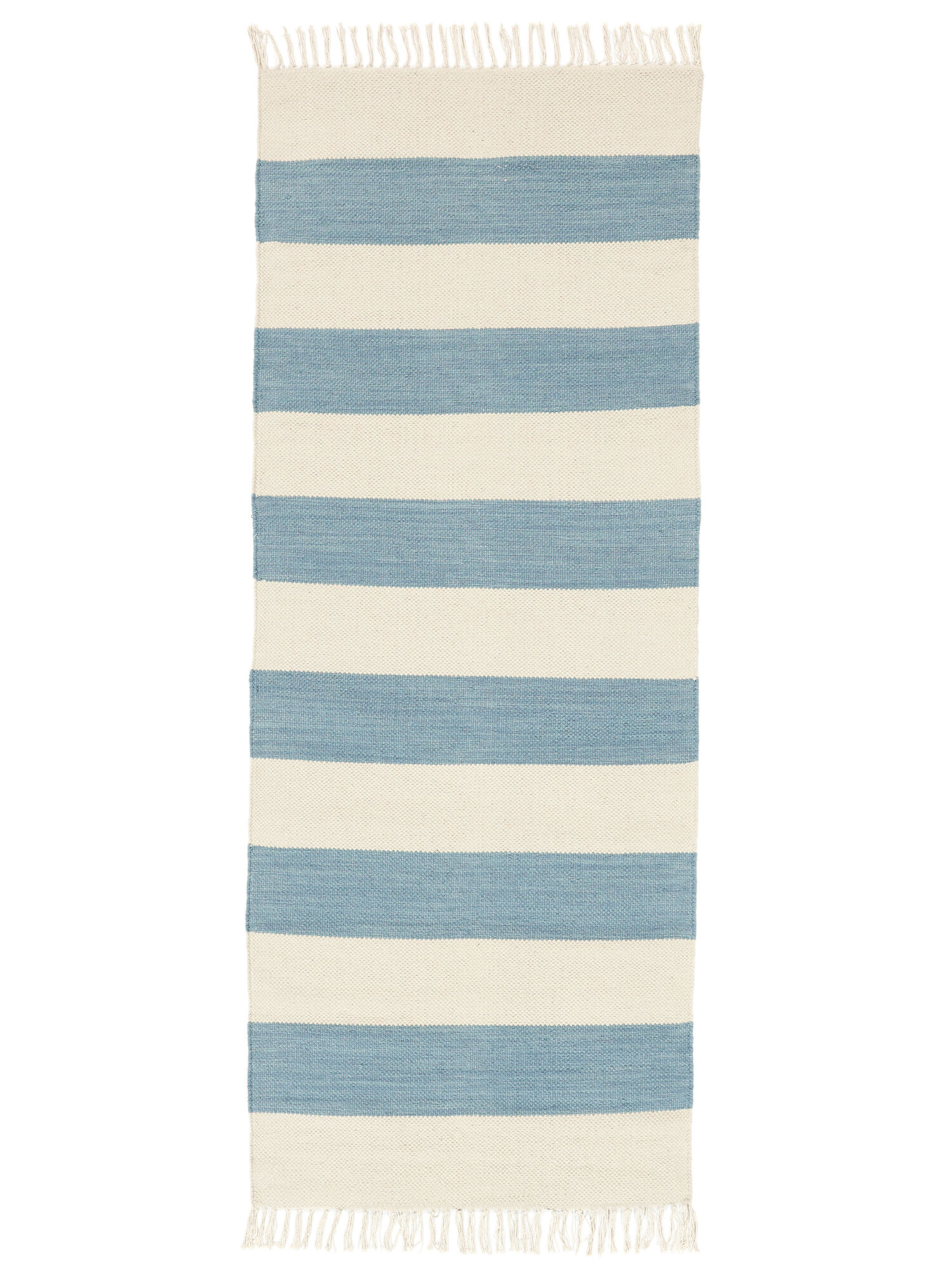 bomull stripe Matta - Ljusblå 80x200