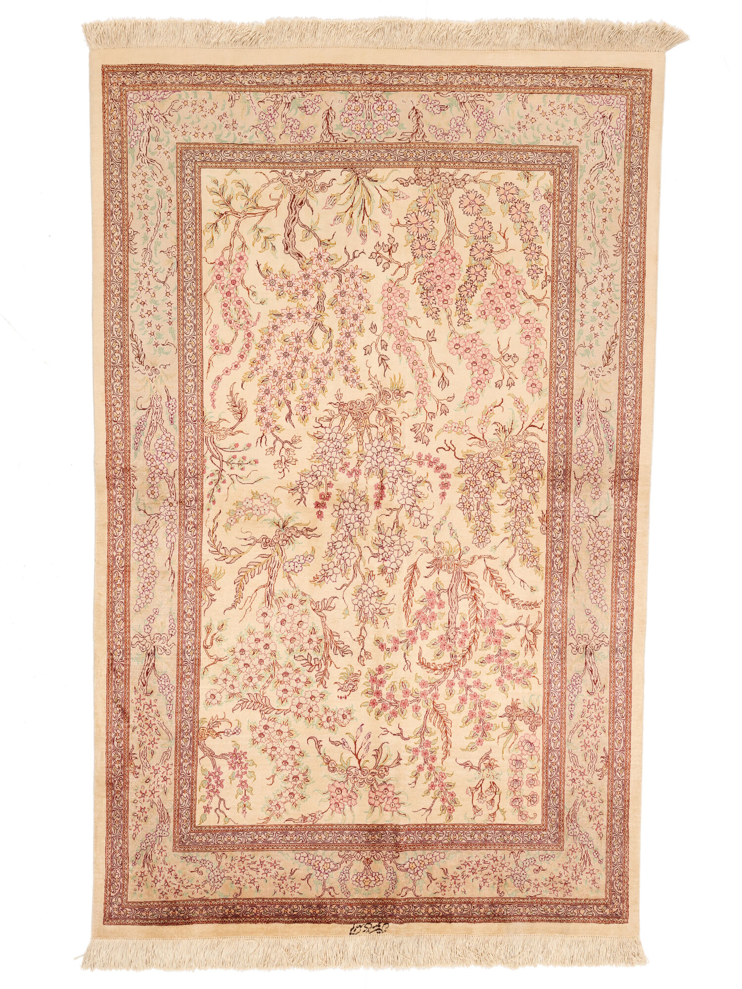 
    Qum silk signed: Qum Motevasel - Brown - 123 x 197 cm
  