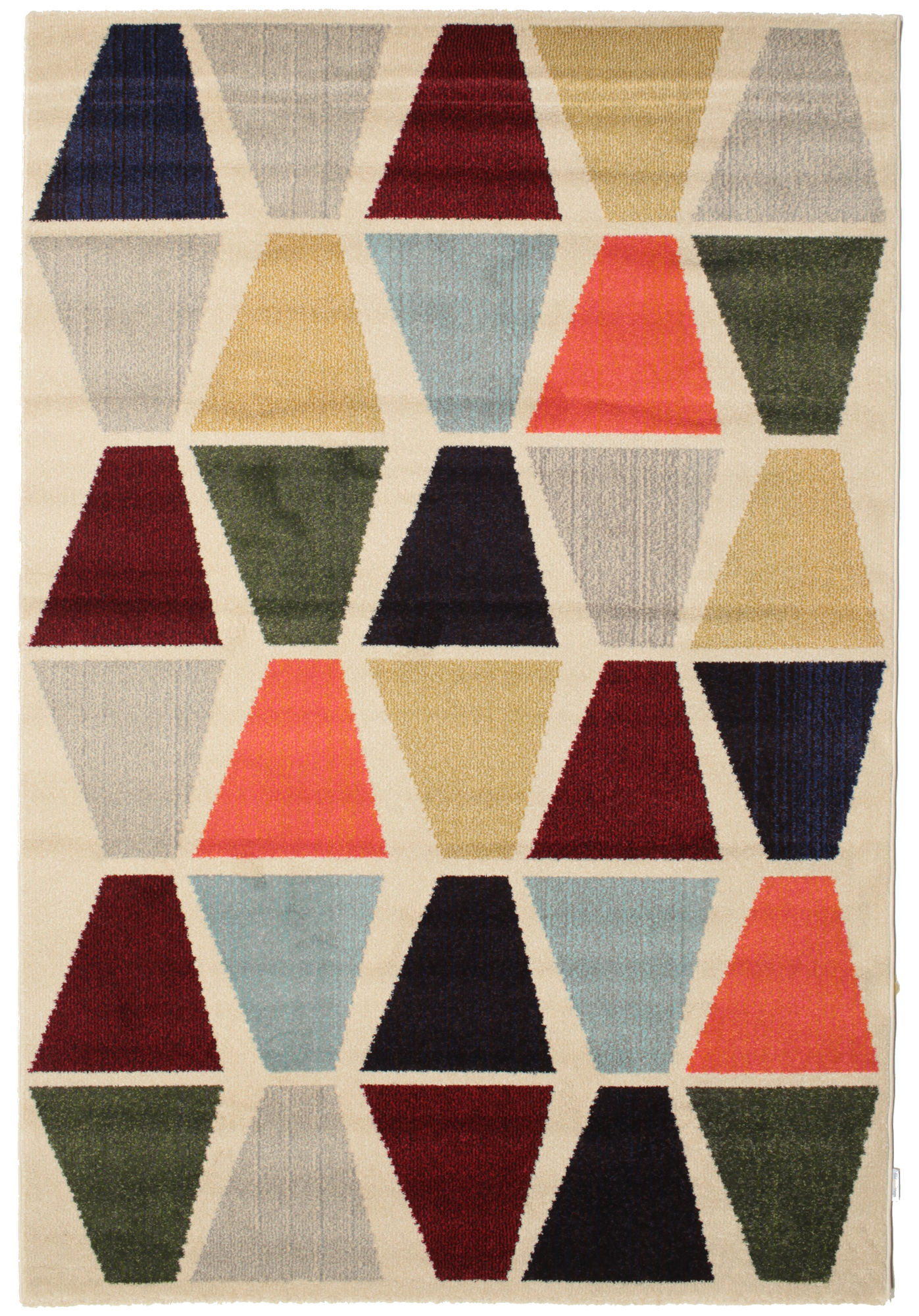 Tapis 160 x 230 cm avec motifs géométriques triangles roses Valdeano