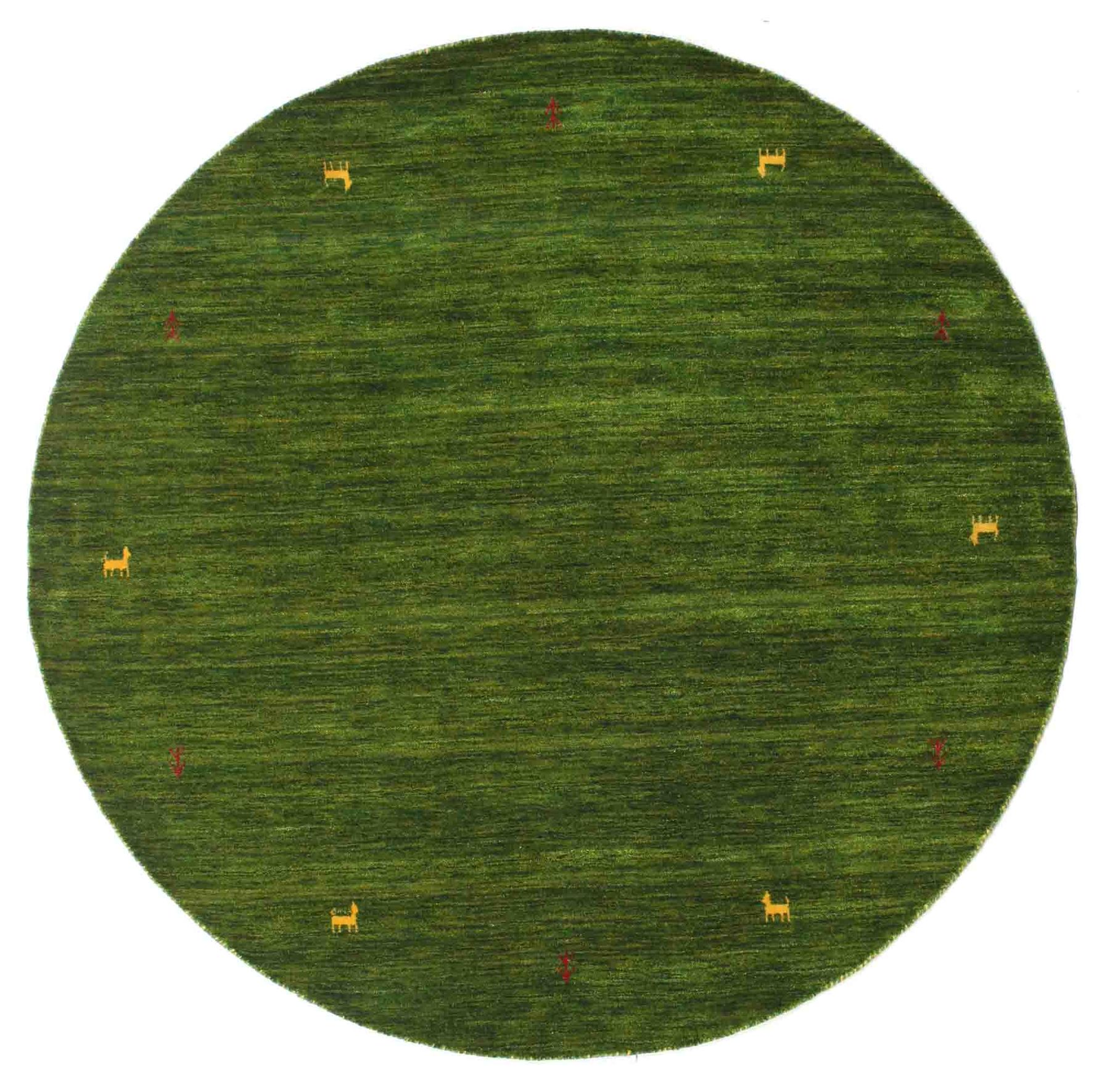 Gabbeh loom Two Lines Green, Round Ø 200 cm Wool Rug Rugvista